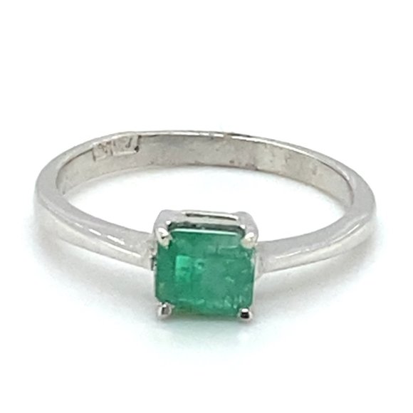 Swat Valley Emerald .50ct Solid 18K White Gold Ring - Picture 3 of 6